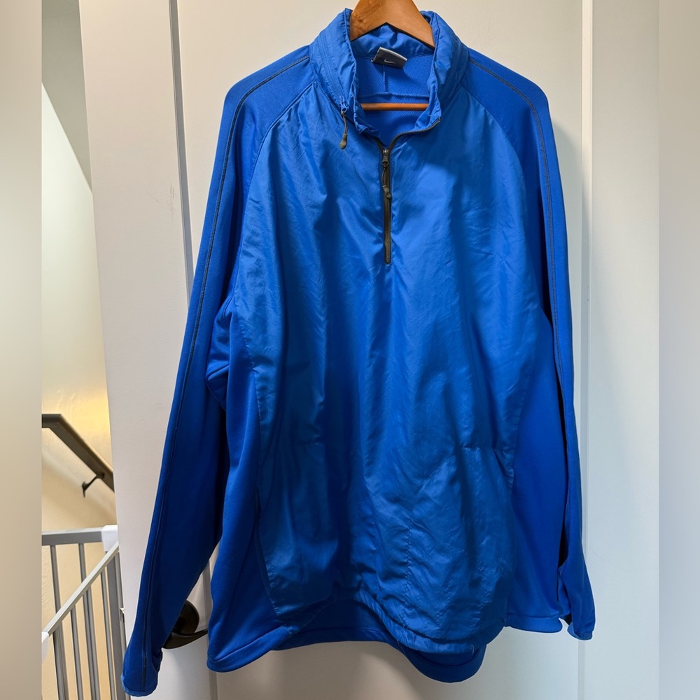 Nike Golf Men's‎ Royal Blue Windbreaker Jacket 1/4 Zip Packable Hood Athleisure